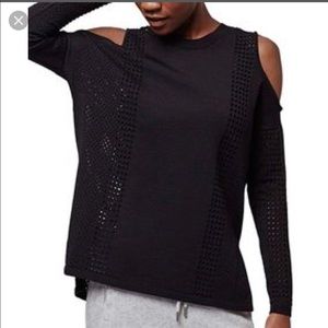 SOLD! Topshop Black Open Shoulder Mesh Blouse